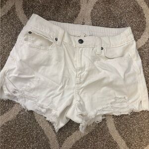 Aerie White Frayed Hem Jean Shorts